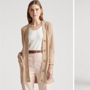 Quince Baby Alpaca Wool Oversized Cardigan Camel S